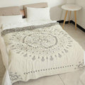 ZenFlair: Cotton Blankets in Mandala Flower Design with Soft Texture & Reversible Function – for Sofa & Lounge