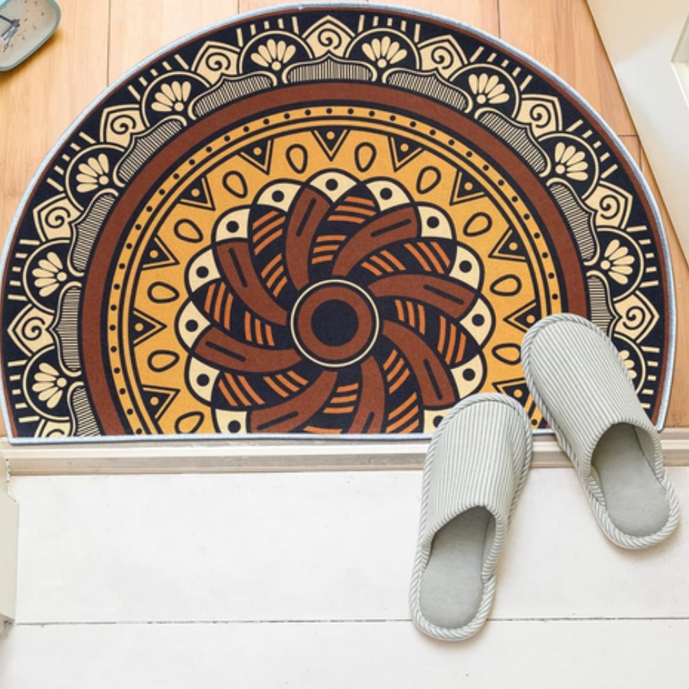 ZenHalfCircle: Decorative Entrance Mat in Mandala Design – Non-Slip, Soft & Colorful for Indoor Use