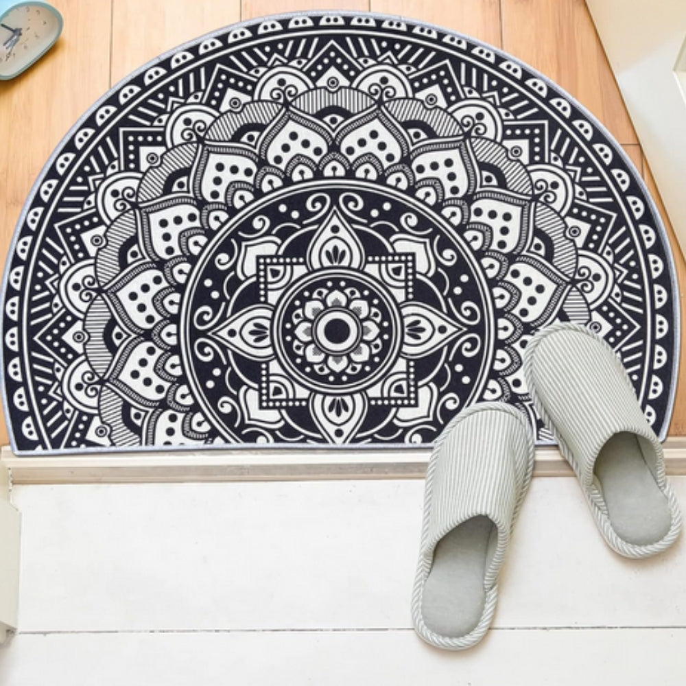 ZenHalfCircle: Decorative Entrance Mat in Mandala Design – Non-Slip, Soft & Colorful for Indoor Use