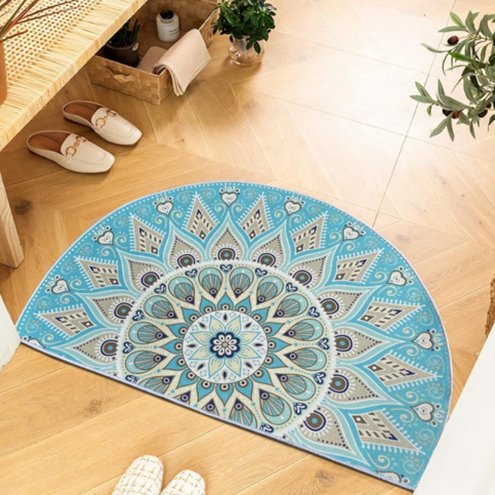 ZenHalfCircle: Decorative Entrance Mat in Mandala Design – Non-Slip, Soft & Colorful for Indoor Use
