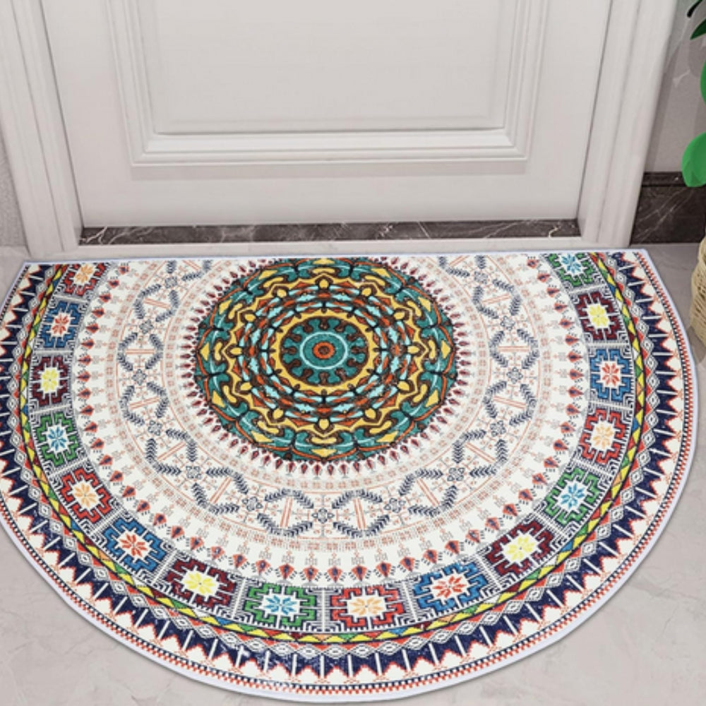 ZenHalfCircle: Decorative Entrance Mat in Mandala Design – Non-Slip, Soft & Colorful for Indoor Use