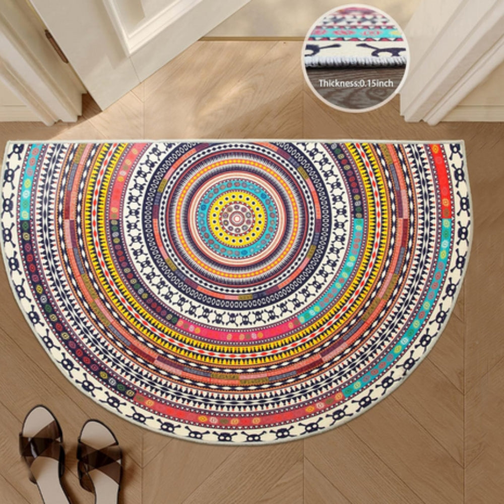 ZenHalfCircle: Decorative Entrance Mat in Mandala Design – Non-Slip, Soft & Colorful for Indoor Use
