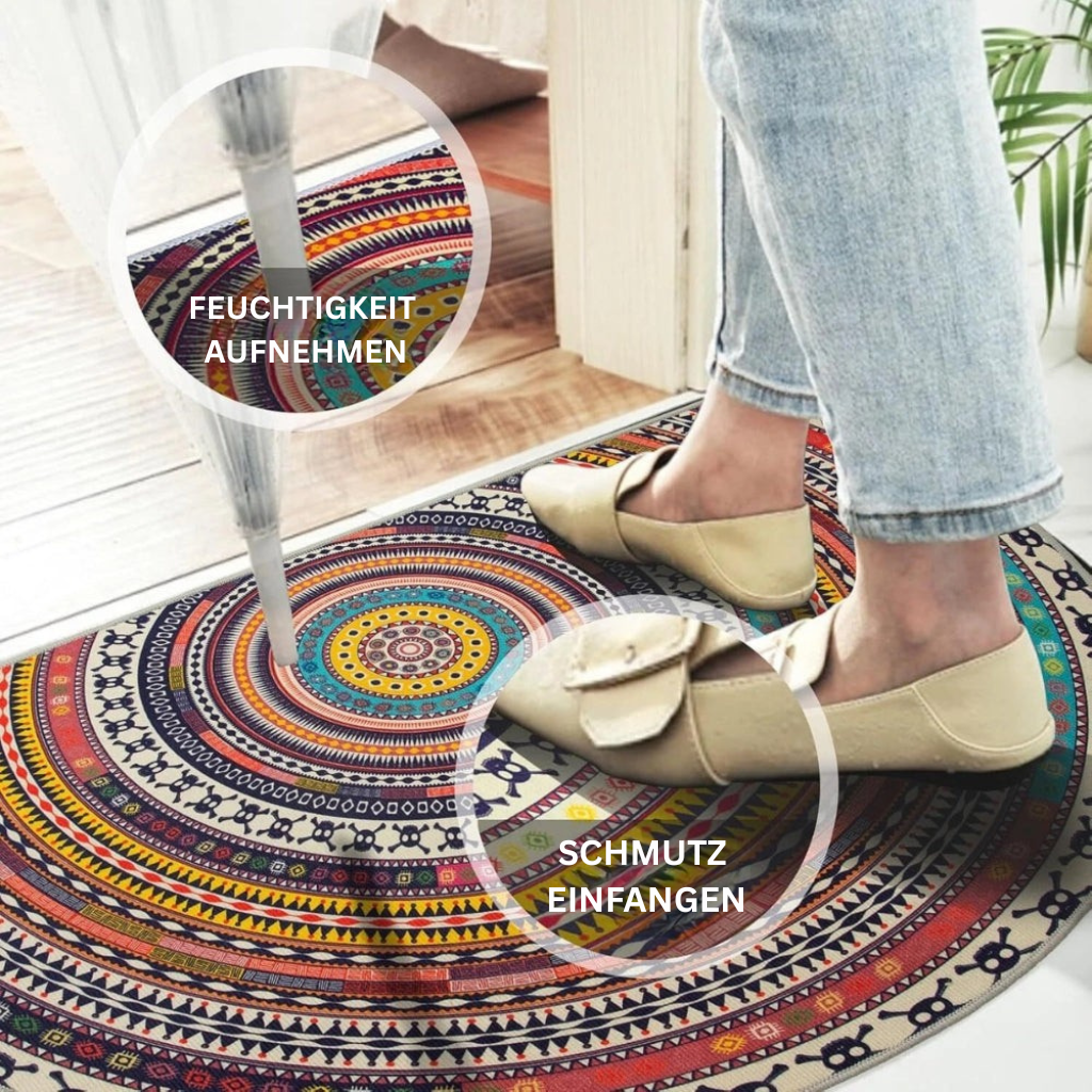 ZenHalfCircle: Decorative Entrance Mat in Mandala Design – Non-Slip, Soft & Colorful for Indoor Use
