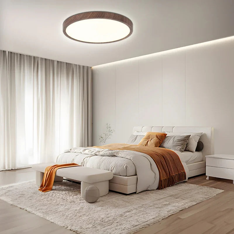 ZenHalo: LED Ceiling Light with Wooden Frame – Flat Ceiling Lamp in Japandi Design