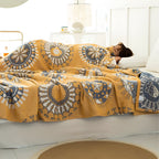ZenKreis: Cotton Blankets Made from Cotton with Decorative Mandala Pattern & Four-Layer Gauze – for Bedroom & Lounge