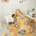 ZenKreis: Cotton Blankets Made from Cotton with Decorative Mandala Pattern & Four-Layer Gauze – for Bedroom & Lounge