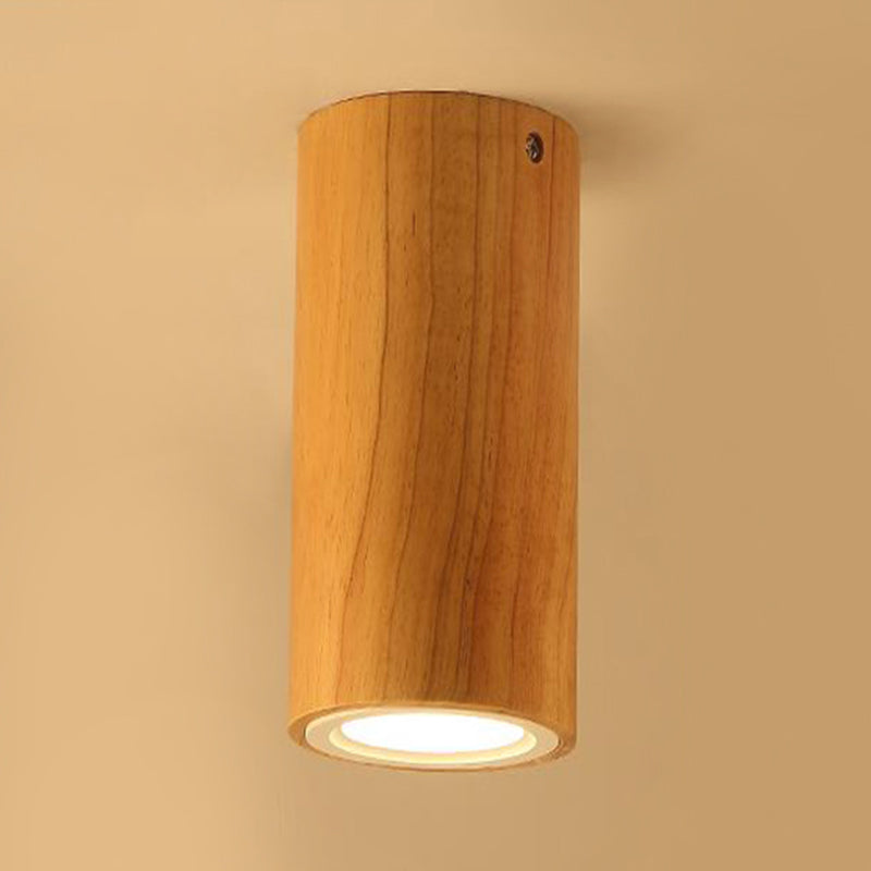 ZenLuma: Asian Wooden Cylinder Ceiling Light – LED Light for Living Room & Bedroom