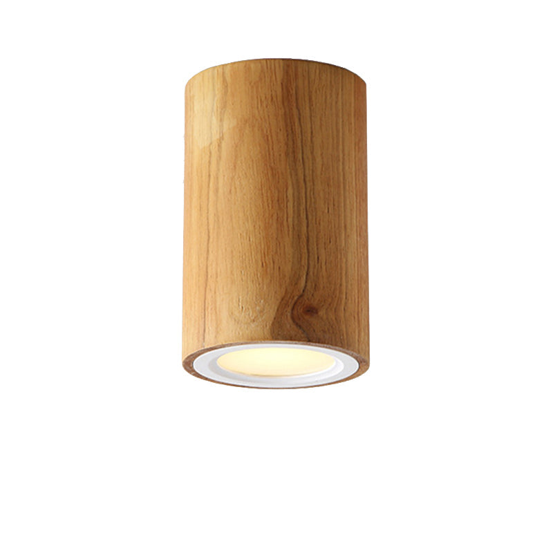 ZenLuma: Asian Wooden Cylinder Ceiling Light – LED Light for Living Room & Bedroom