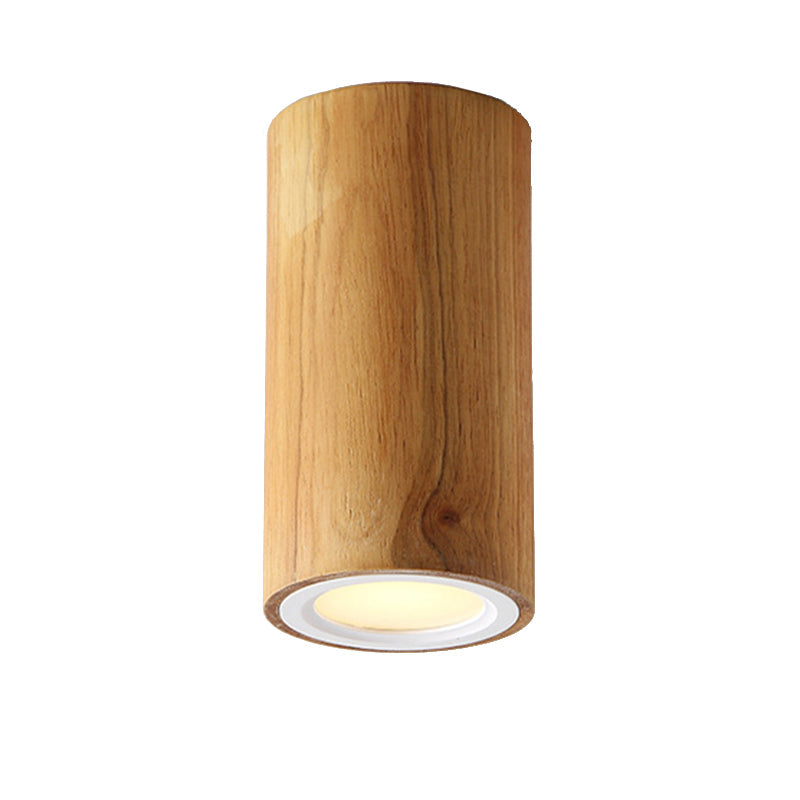 ZenLuma: Asian Wooden Cylinder Ceiling Light – LED Light for Living Room & Bedroom