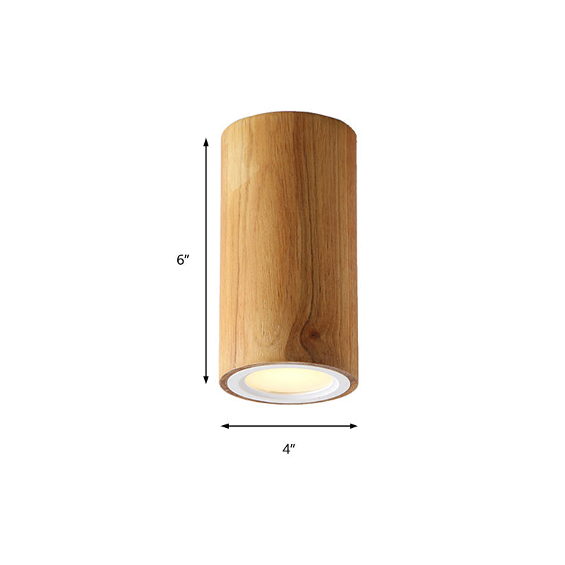 ZenLuma: Asian Wooden Cylinder Ceiling Light – LED Light for Living Room & Bedroom