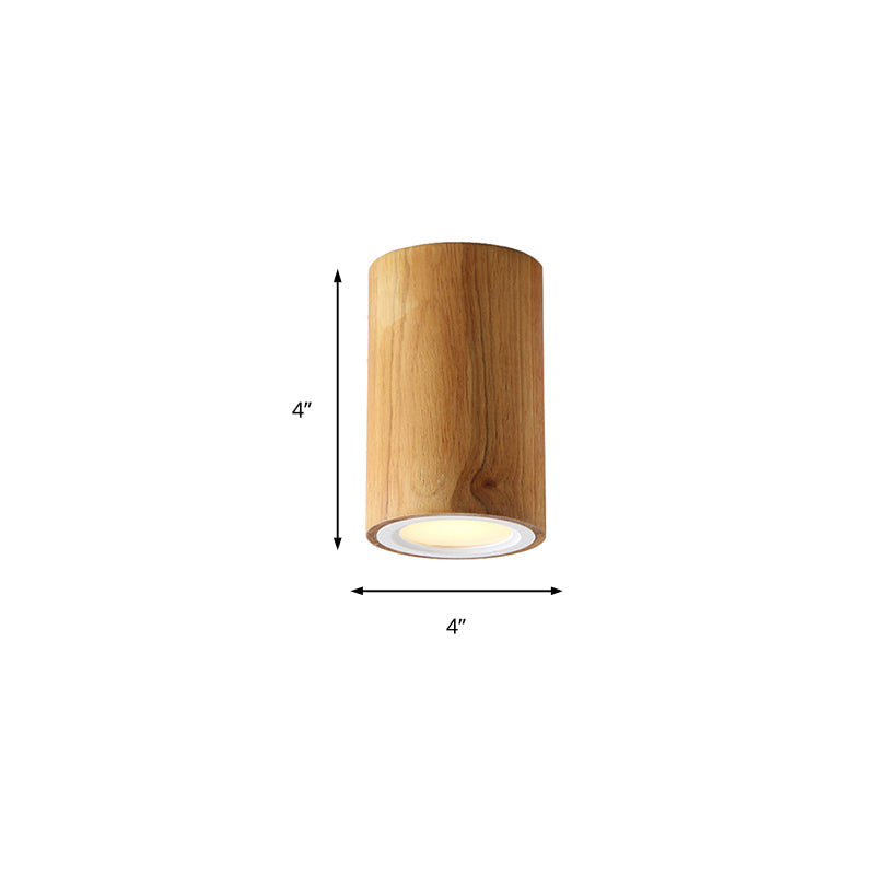 ZenLuma: Asian Wooden Cylinder Ceiling Light – LED Light for Living Room & Bedroom
