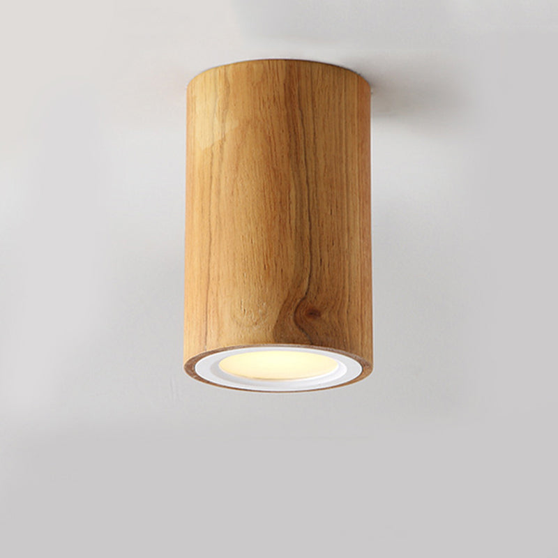 ZenLuma: Asian Wooden Cylinder Ceiling Light – LED Light for Living Room & Bedroom