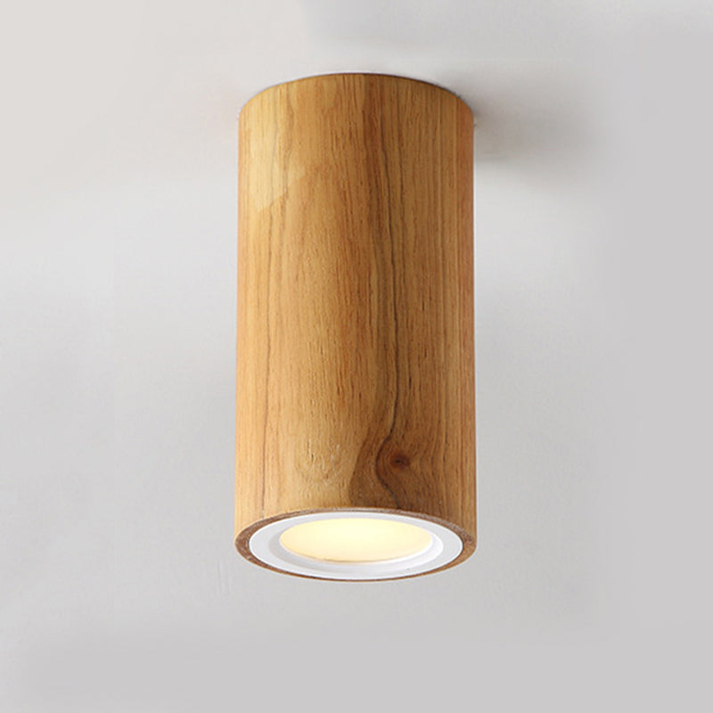 ZenLuma: Asian Wooden Cylinder Ceiling Light – LED Light for Living Room & Bedroom