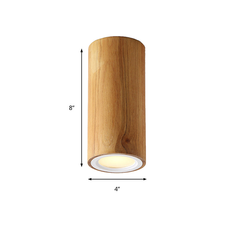 ZenLuma: Asian Wooden Cylinder Ceiling Light – LED Light for Living Room & Bedroom