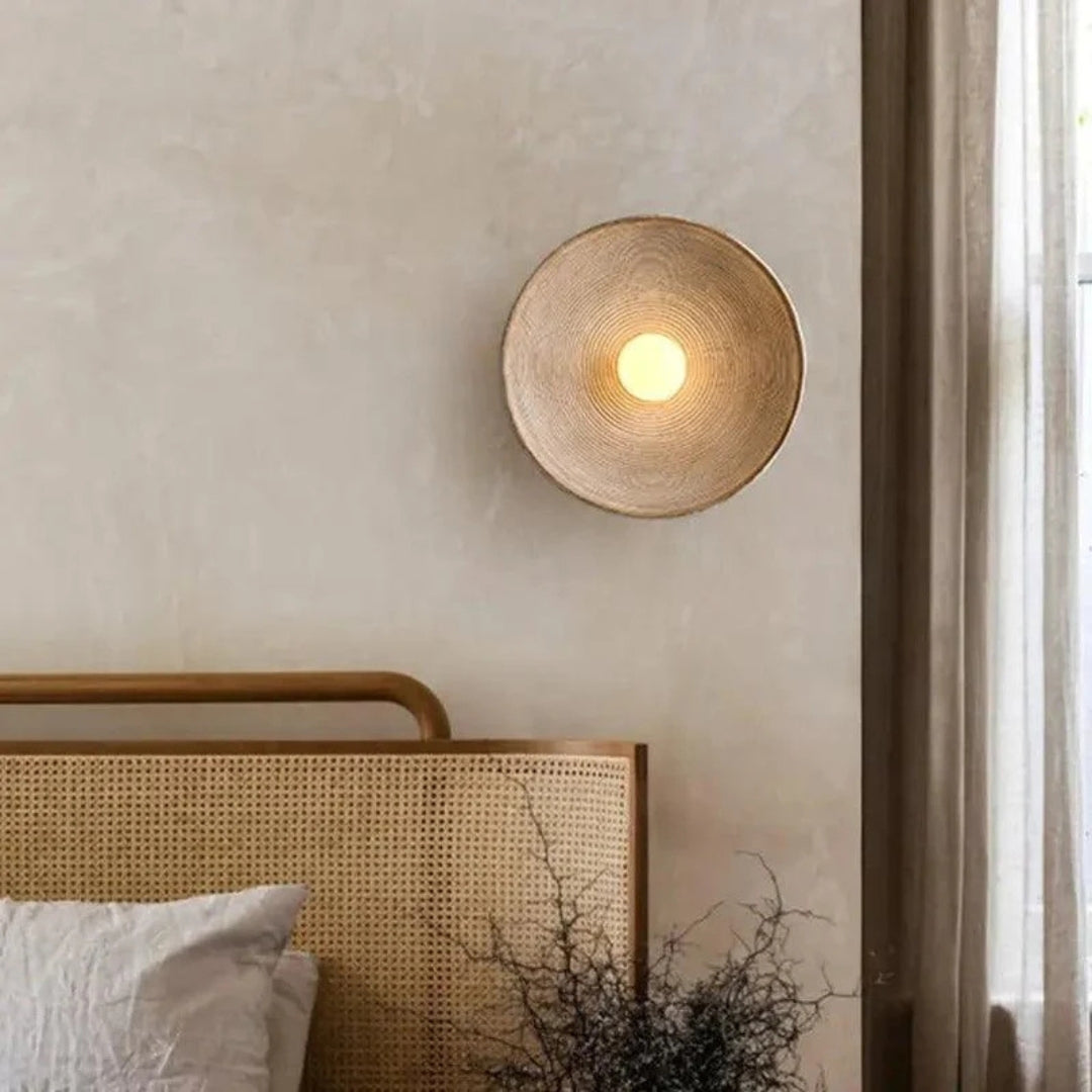 ZenRund: Designer Wall Lamp in Japandi Style – Round Resin Wall Light for Living Room & Hallway