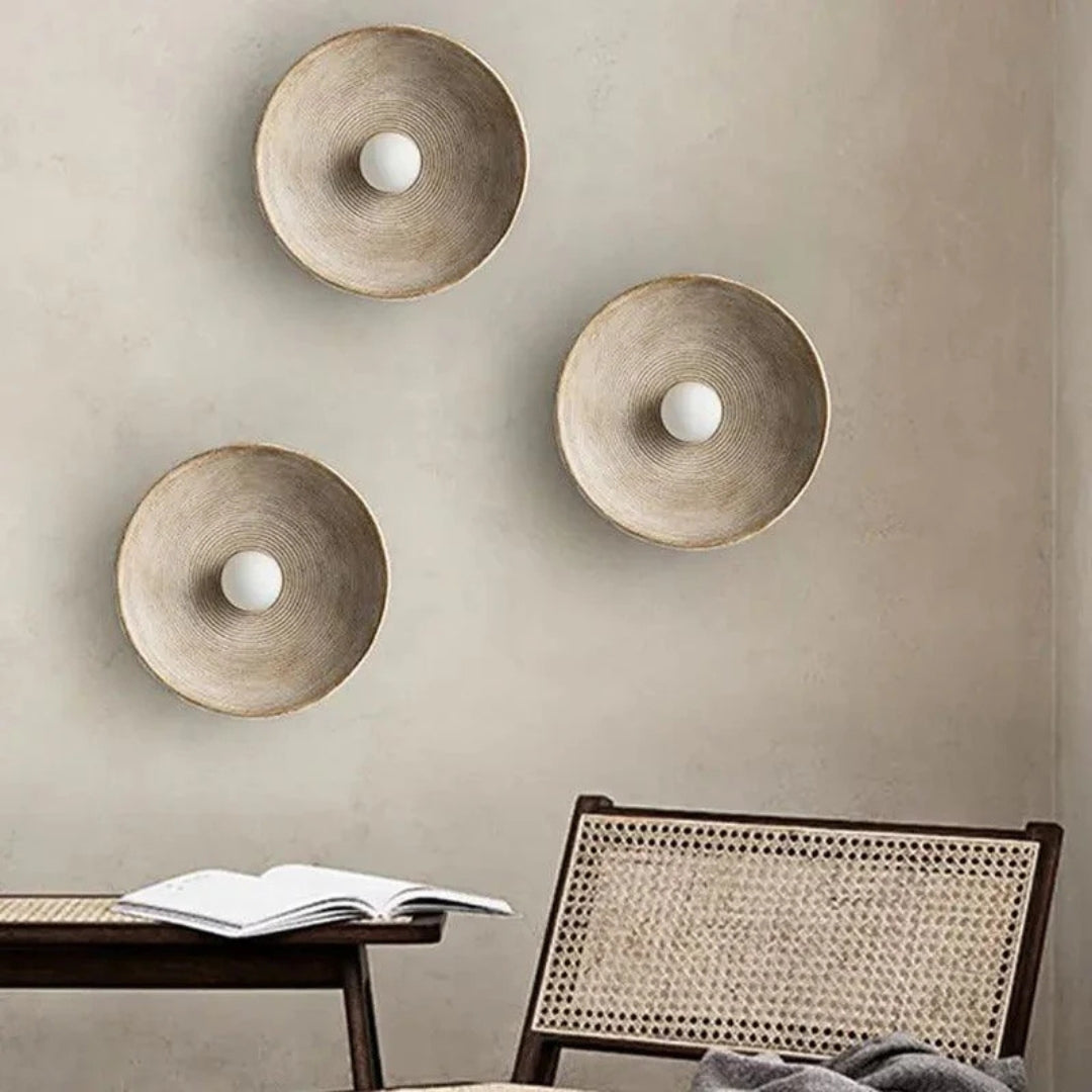 ZenRund: Designer Wall Lamp in Japandi Style – Round Resin Wall Light for Living Room & Hallway