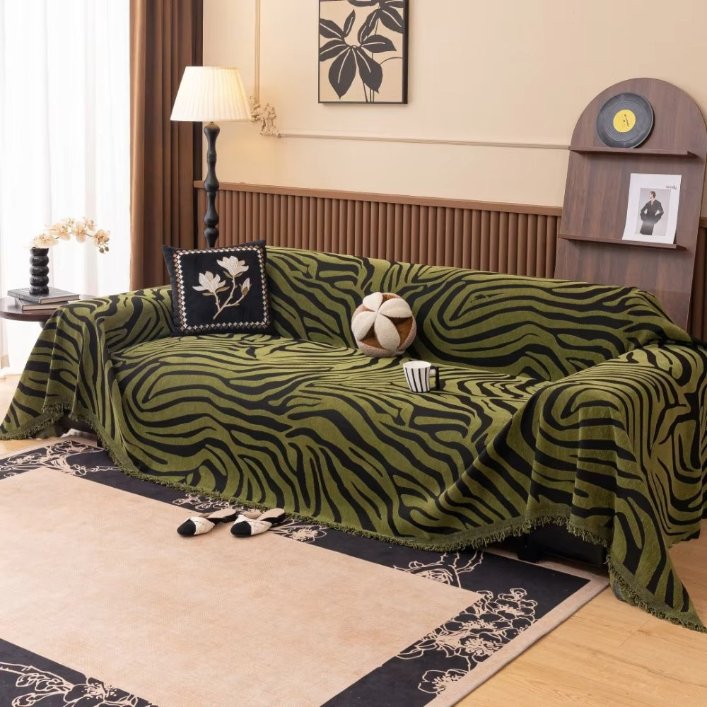 Zentara: Chenille Sofa Cover with Zebra Pattern & Jacquard Structure – for Living Room & Couch