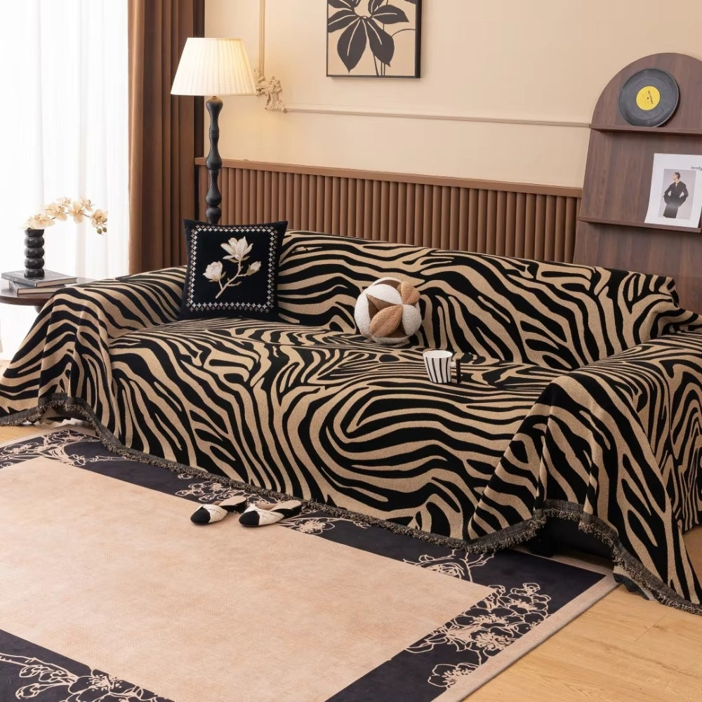 Zentara: Chenille Sofa Cover with Zebra Pattern & Jacquard Structure – for Living Room & Couch