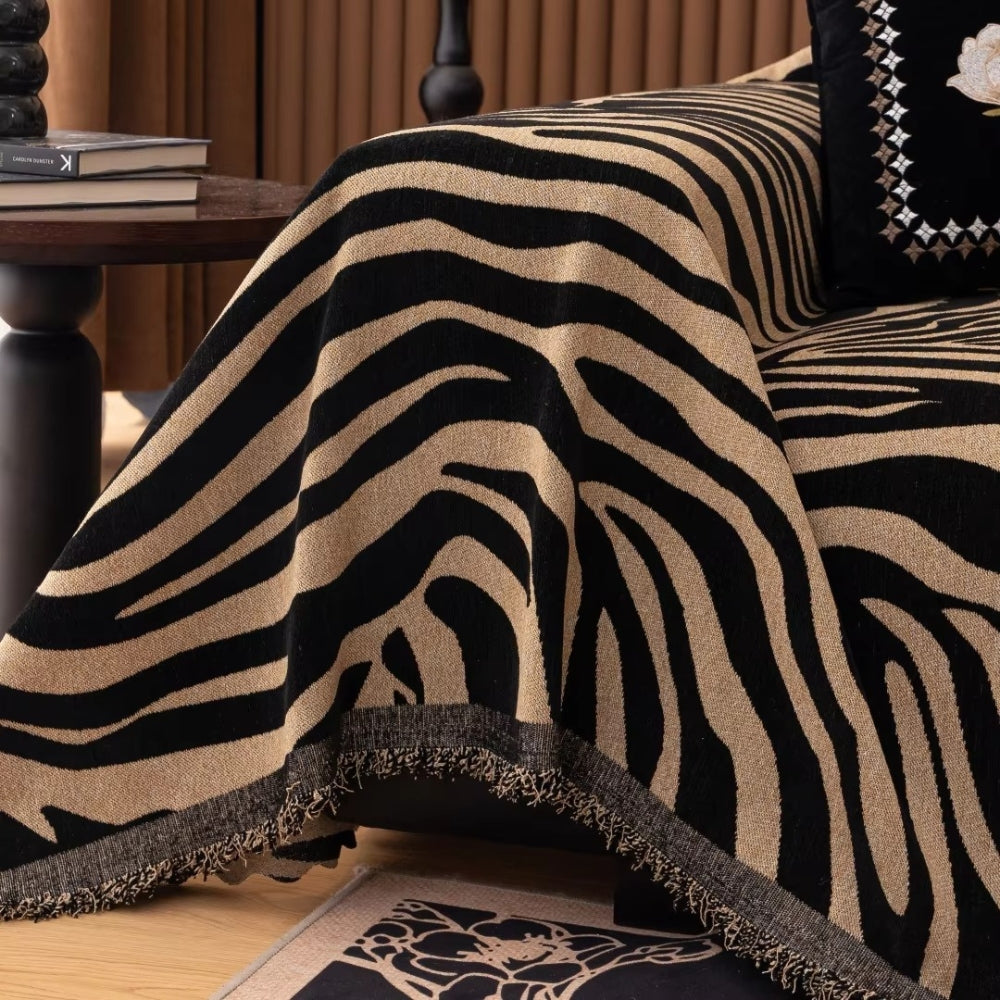 Zentara: Chenille Sofa Cover with Zebra Pattern & Jacquard Structure – for Living Room & Couch