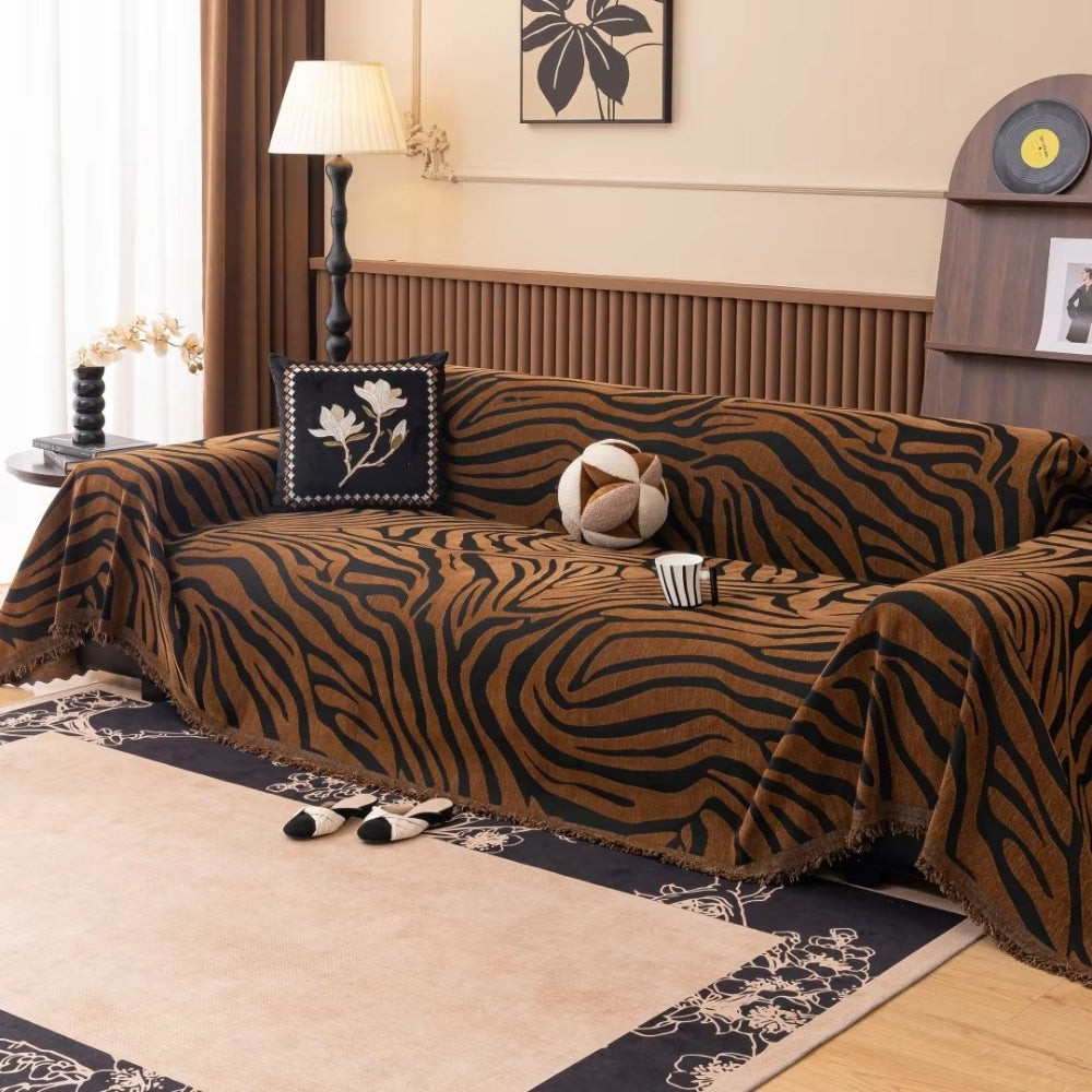 Zentara: Chenille Sofa Cover with Zebra Pattern & Jacquard Structure – for Living Room & Couch