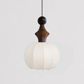 Ribbed Silk Lantern Pendant Light with Wood Cap