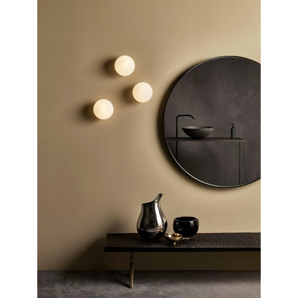 Jewel-Style White Glass Wall Sconce on Colored Base