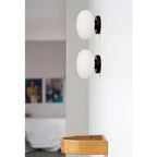 Jewel-Style White Glass Wall Sconce on Colored Base