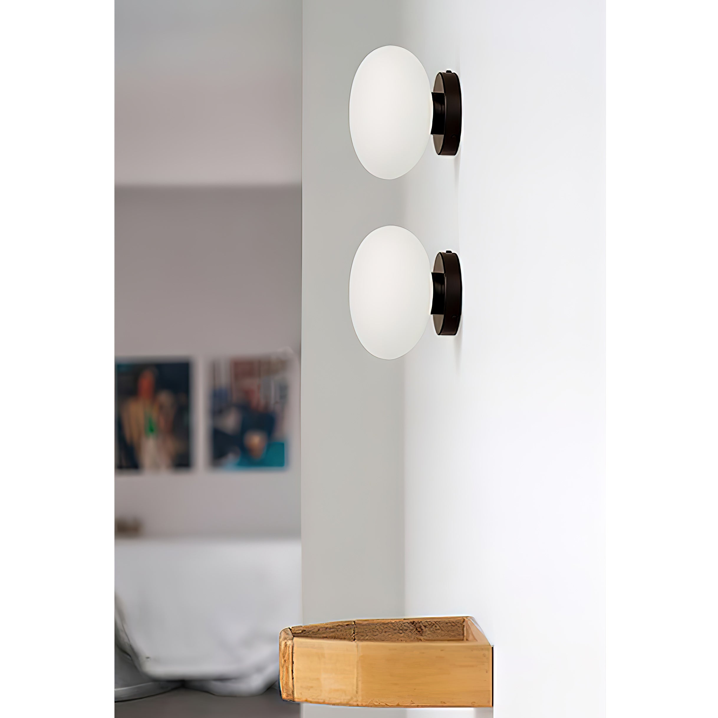 Jewel-Style White Glass Wall Sconce on Colored Base