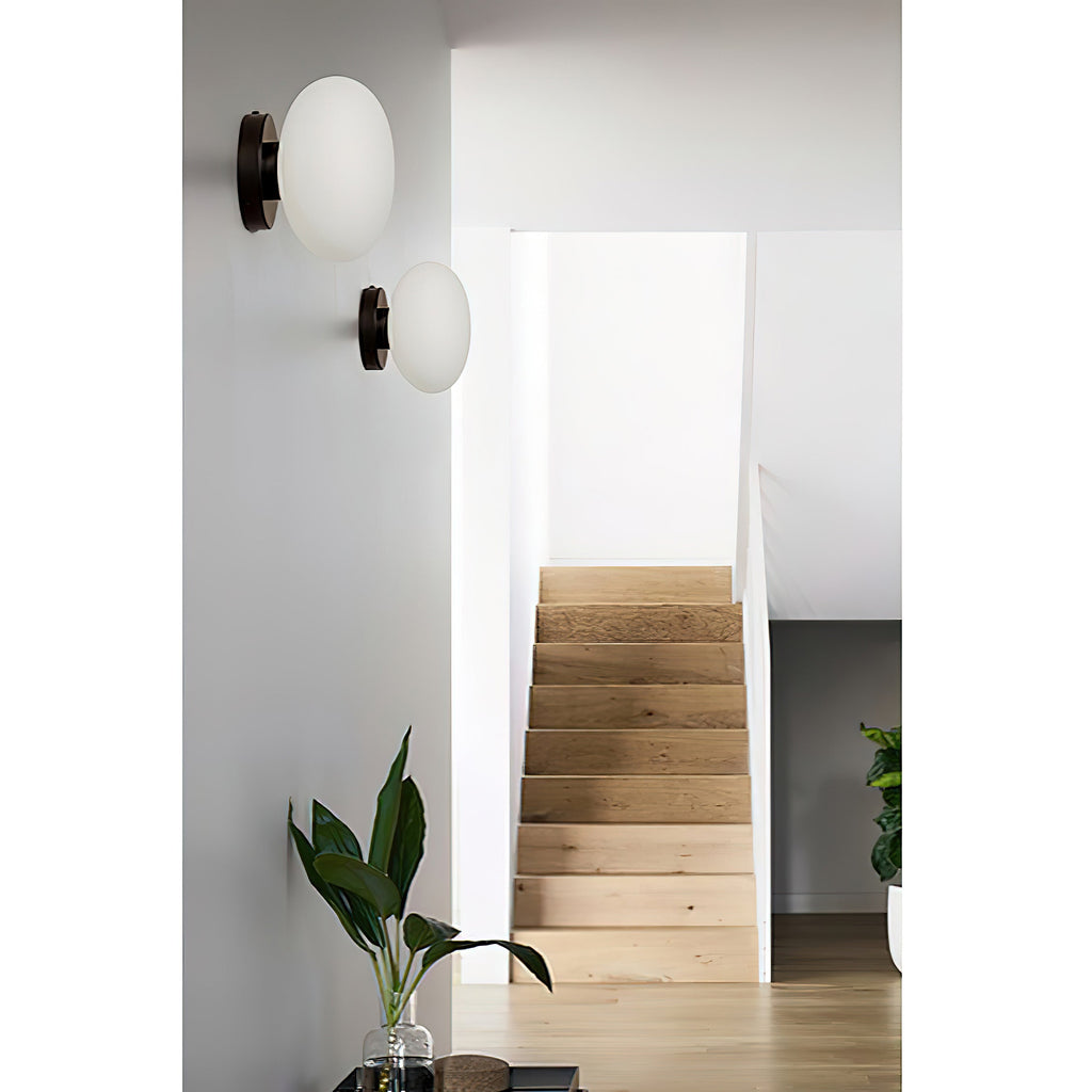 Jewel-Style White Glass Wall Sconce on Colored Base