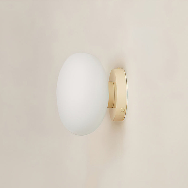 Jewel-Style White Glass Wall Sconce on Colored Base
