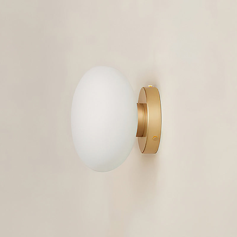 Jewel-Style White Glass Wall Sconce on Colored Base