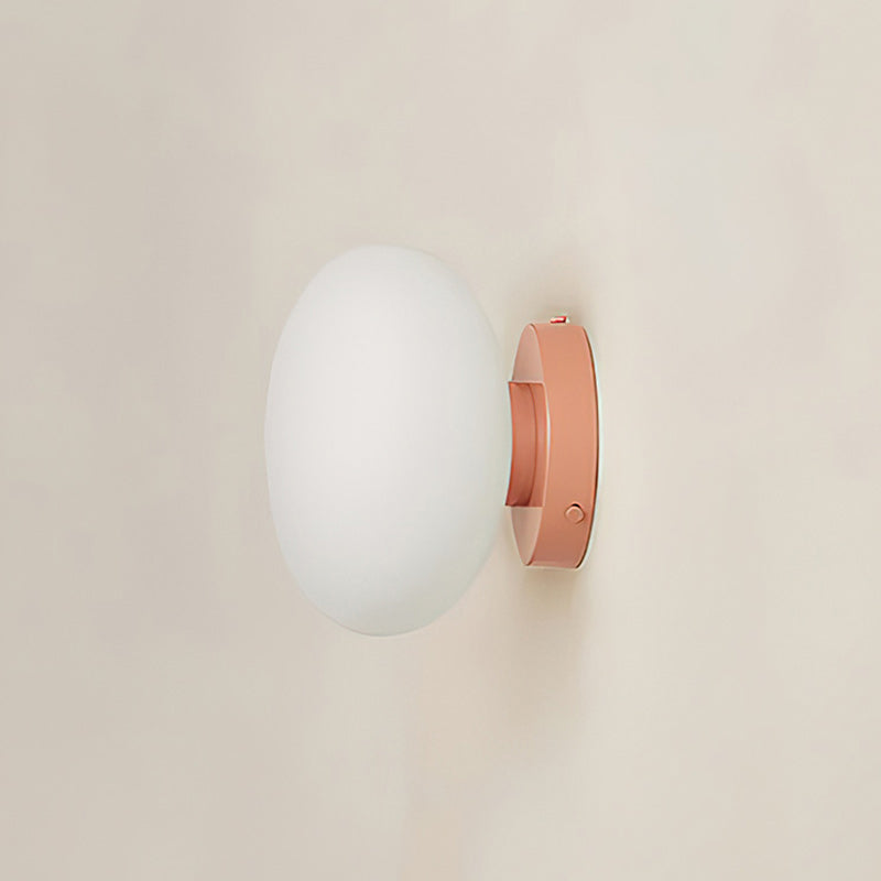 Jewel-Style White Glass Wall Sconce on Colored Base