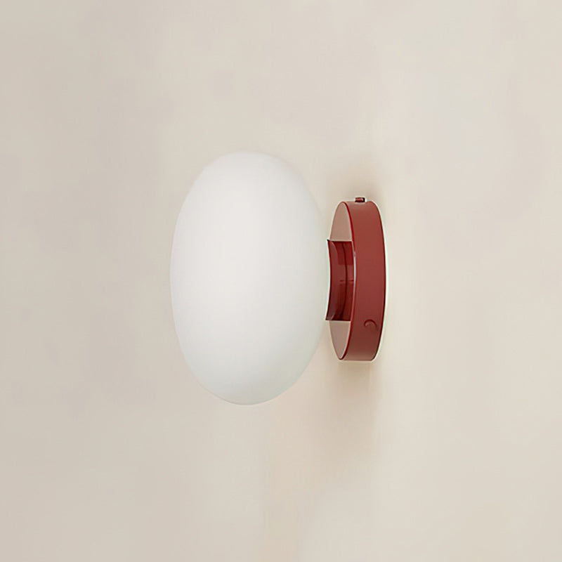 Jewel-Style White Glass Wall Sconce on Colored Base