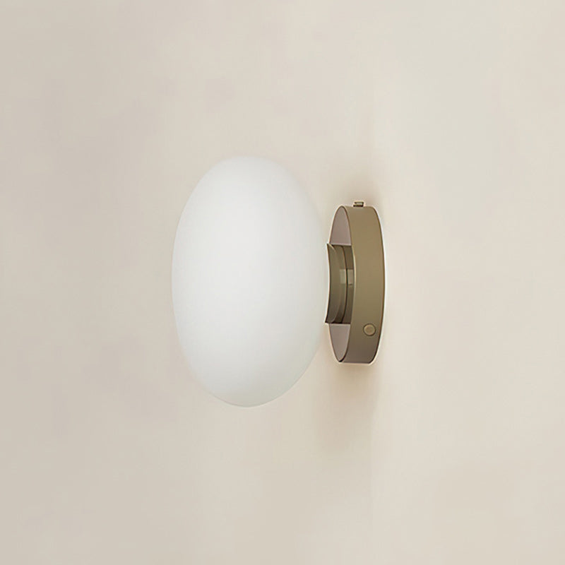 Jewel-Style White Glass Wall Sconce on Colored Base