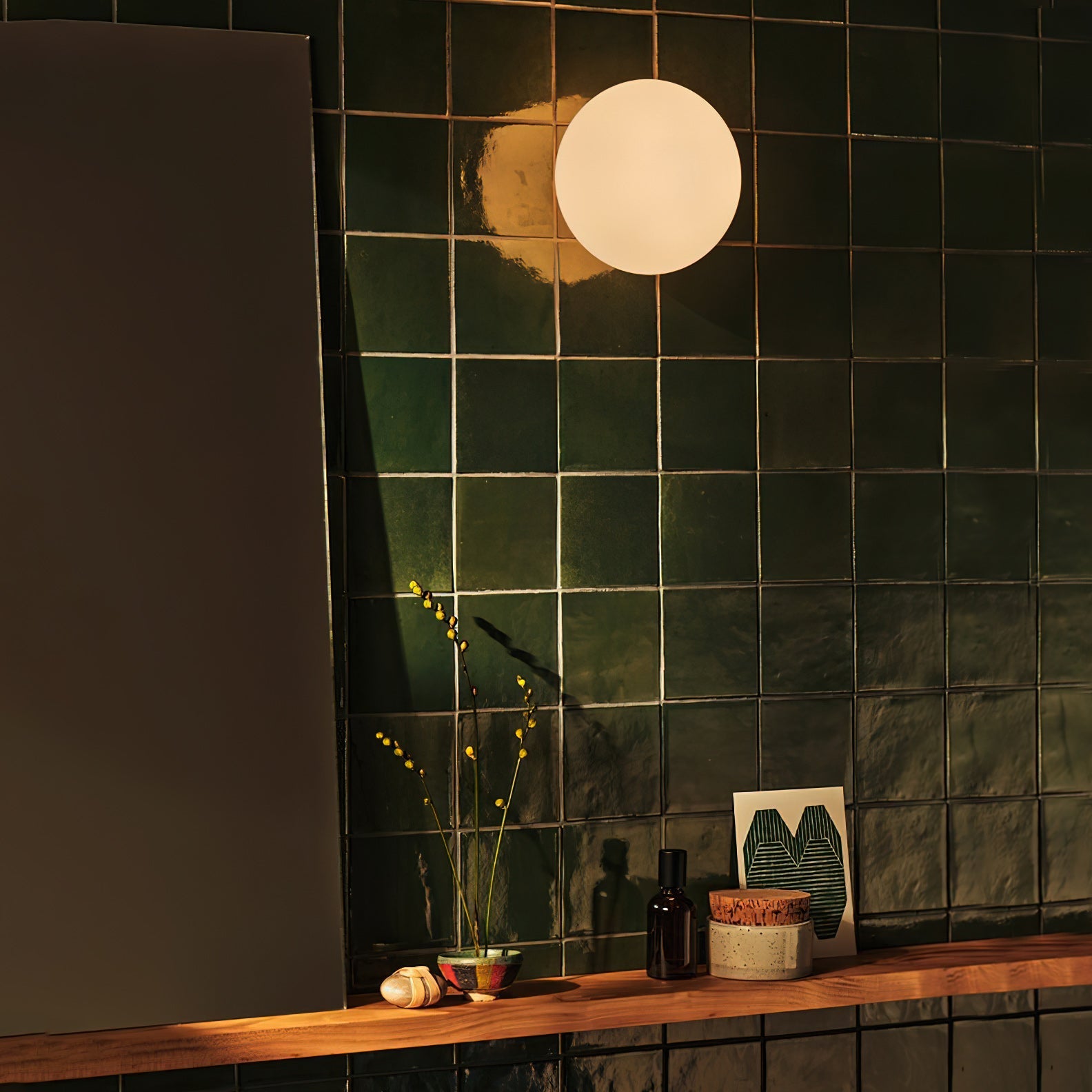 Jewel-Style White Glass Wall Sconce on Colored Base