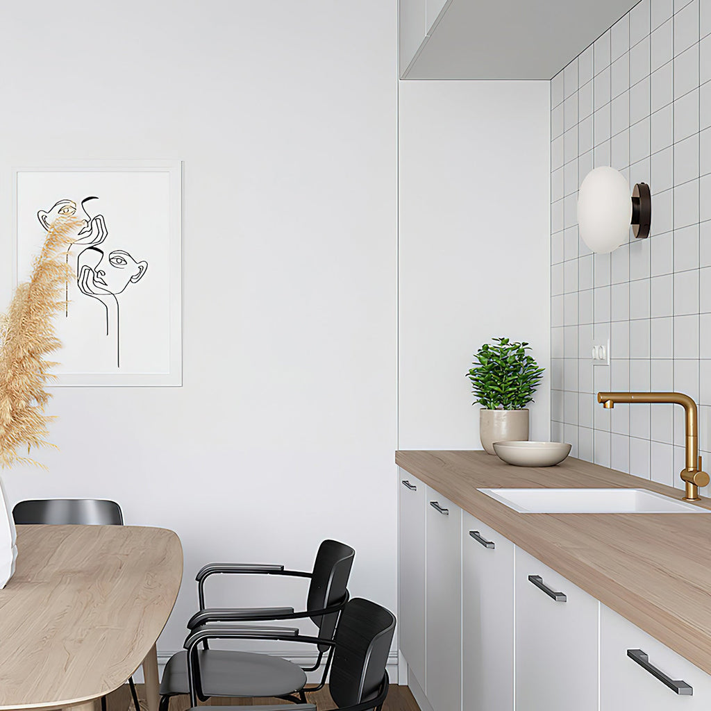 Jewel-Style White Glass Wall Sconce on Colored Base