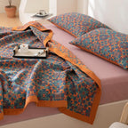 Citrus Sunrise: Six-Layer Organic Cotton Blanket with Colorful Pattern & Soft Texture – for Bedroom & Living Room