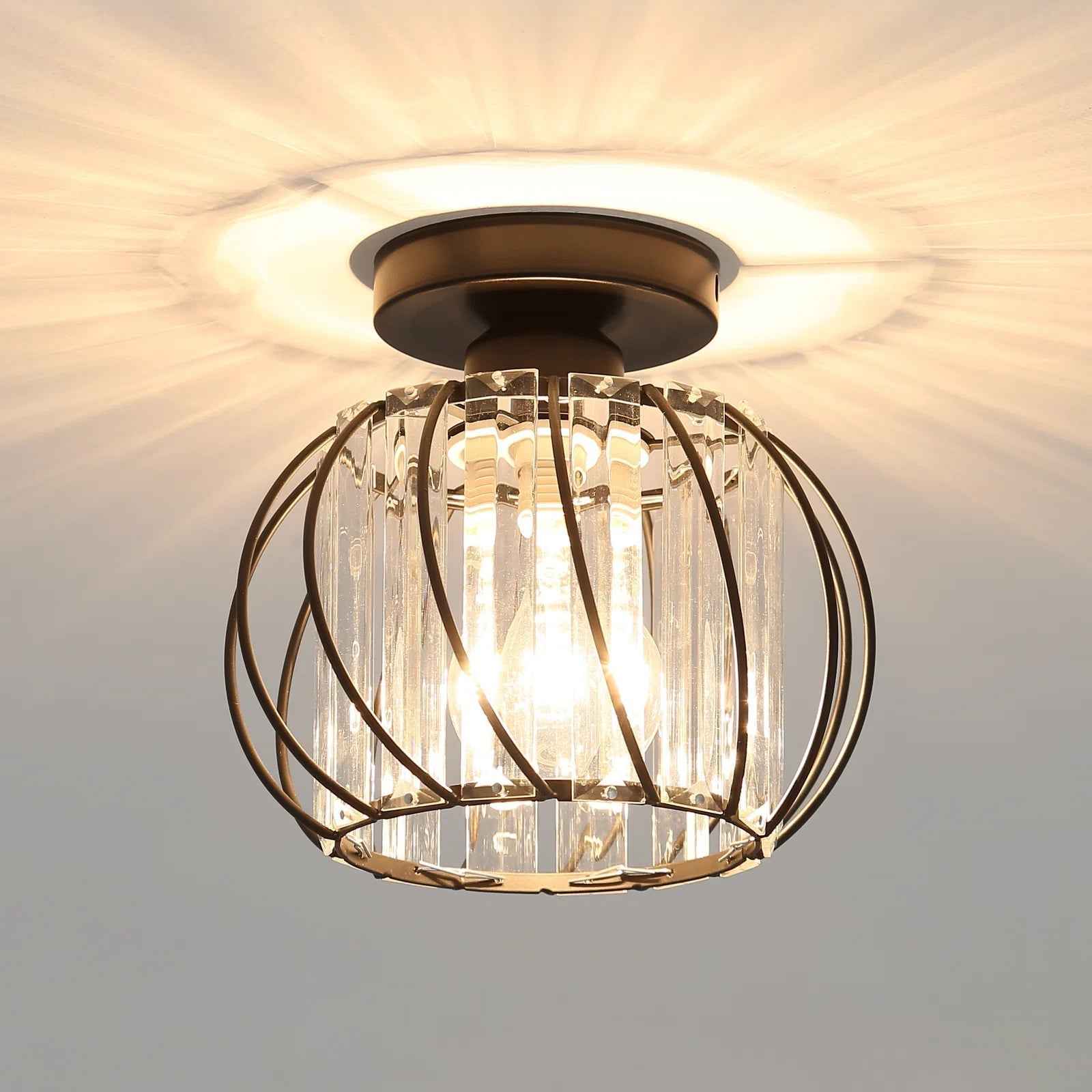 Dante Plafondlamp | Open Design met Glas & Metaal, Zwart of Goud