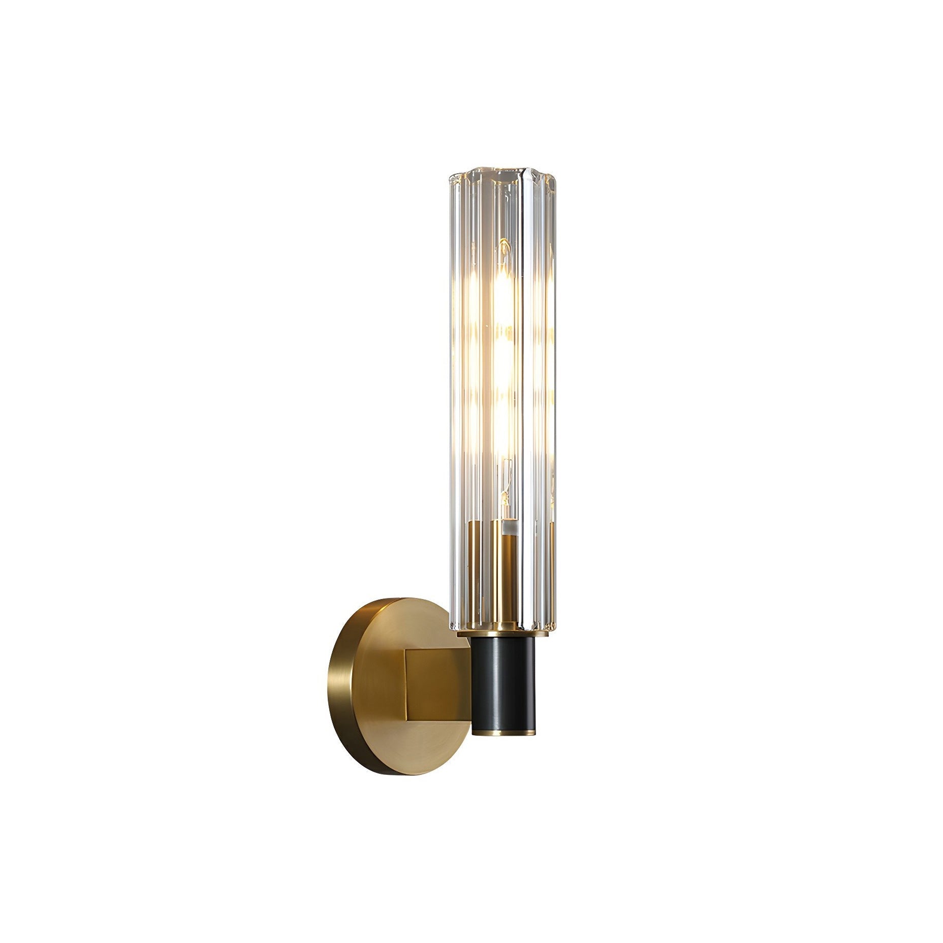 Cylinder Crystal Glass Wall Sconce with Brass Body