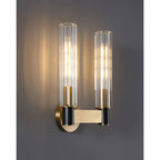 Cylinder Crystal Glass Wall Sconce with Brass Body