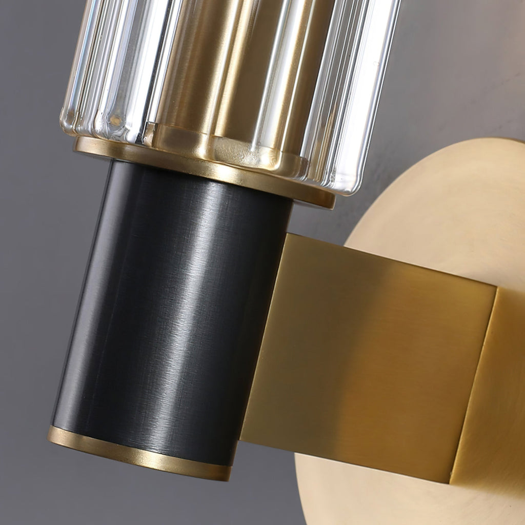 Cylinder Crystal Glass Wall Sconce with Brass Body