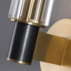 Cylinder Crystal Glass Wall Sconce with Brass Body