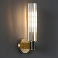 Cylinder Crystal Glass Wall Sconce with Brass Body