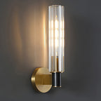 Cylinder Crystal Glass Wall Sconce with Brass Body