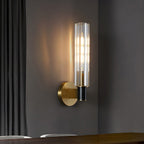 Cylinder Crystal Glass Wall Sconce with Brass Body