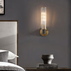 Cylinder Crystal Glass Wall Sconce with Brass Body