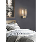 Cylinder Crystal Glass Wall Sconce with Brass Body