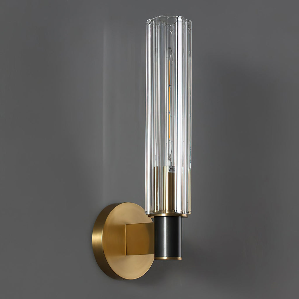 Cylinder Crystal Glass Wall Sconce with Brass Body