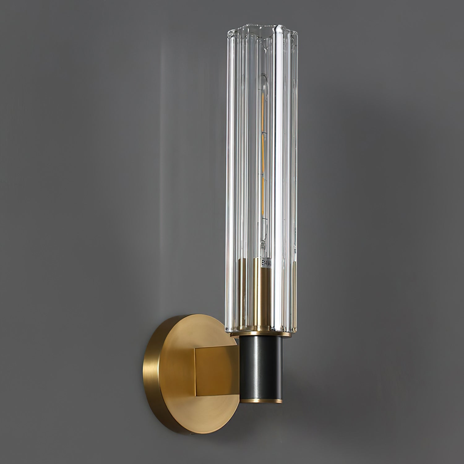 Cylinder Crystal Glass Wall Sconce with Brass Body