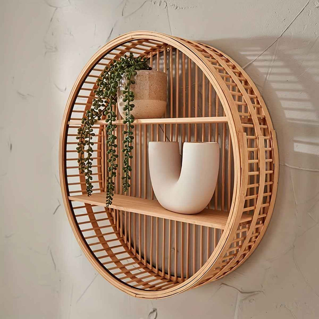 Bela Round Bamboo Shelf | Handmade, Eco-Friendly Wall Organizer